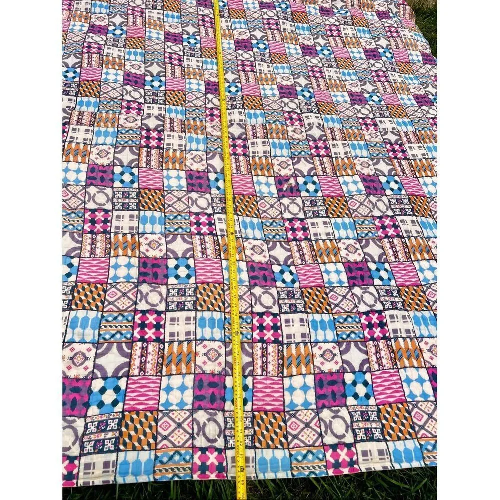 Patchwork Scrappy Quilt With Colorful Geometric Patterns Full/Double